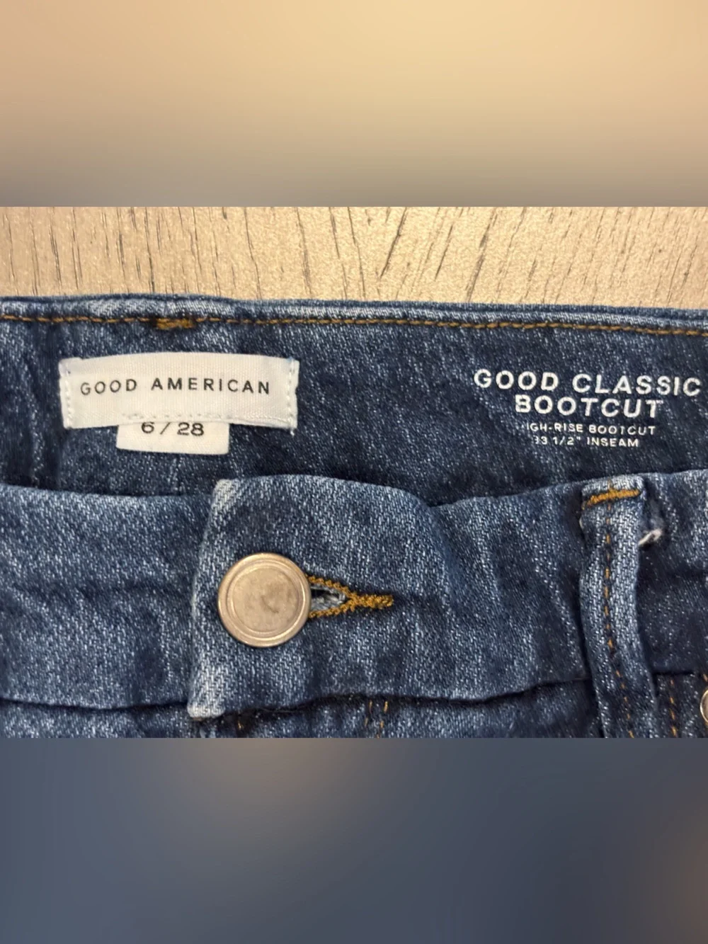 Good American Dark Blue Distressed Boot cut Jeans